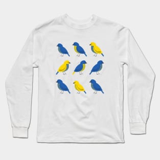 Little Birds of Peace | Ukrainian Flag color hand drawn heart, Peace for Ukraine Long Sleeve T-Shirt